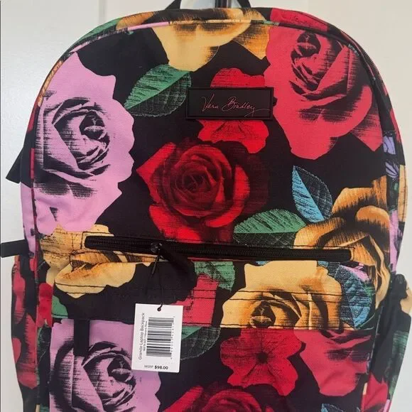 Vera Bradley Grande Laptop Backpack in the Havana Rose Pattern Butterfly Travel - Picture 3 of 12